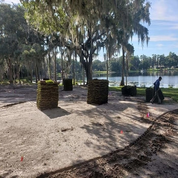 residential waterfront sod installation